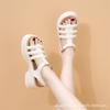 Sandalias de Plataforma de Piel Genuina Estilo Jaula de Cerdo para Mujer 2024 Nuevo Llegado Verano de Moda Versátiles Cómodas Sandalias de Plataforma Hueca para Sandalias Romanas