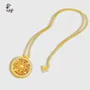 Loja de Ouro Mesmo Estilo Ouro Antigo Incrustado com Diamantes, Atrai-Fortuna Vajra de Quatro Lados Giratório Pingente Oito Tesouros Colar Corrente de Suéter Atacado