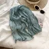 Lenço de seda com textura plissada para mulheres, cor lisa simples, leve, lenço longo para criar um look estiloso e atmosférico