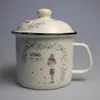 Atacado do Fabricante Caneca de Esmalte Caneca de Café de Esmalte Vaso de Flores de Esmalte Atacado Caneca com Tampa para Chá de Leite Fresca e Fofa