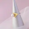 Nafuge joias de prata atacado anel de prata pérola de água doce natural moda ajustável feminino anel de prata 925 esterlina