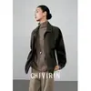 Jaqueta Curta Baseball Nova Estilo Outono/Inverno 2026 Gola Lapela Algodão Puro Verde Escuro para Mulheres, Jaqueta Baseball Casual Elegante para Trabalho