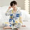 Pijama infantil para primavera y otoño, conjunto de algodón nube de manga larga, conjunto de otoño e invierno de dibujos animados para niños, conjunto de dos piezas para estar en casa para niños mayores