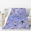 Manta de Flanela Transfronteiriça Roxo Sonhador Borboleta Pelúcia Manta Impressão Digital Fabricante de Origem Atacado
