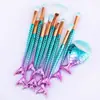 Comercio Exterior Juego de 11 Brochas de Maquillaje Artista de Maquillaje Color Degradado Cola de Pez Pincel para Ojos Herramientas de Belleza Sombra de Ojos Sirena