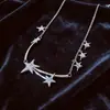 Collar de Borla de Estrella con Perlas Incrustadas de Circonita, Cadena de Clavícula de Perlas Desmontable y Apilable, Exquisita Cadena de Cuello de Estrella