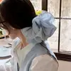 Goma para el pelo plisada multicapa azul Intestino Grueso para mujer Sensación de Alta Gama 2026 Nuevo Flor Grande para Moño Grande Cuerda para el Pelo Goma para el Pelo Accesorio para el Cabello