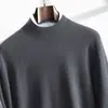 Outono Inverno Casual de Negócios Masculino Gola Meia-Alta Suéter de Caxemira Masculino Pulôver Tricô Camada Base Moda Jovem Suéter de Lã