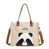 Bolsa de lona grande capacidade bolsa de ombro portátil para estudante bolsa escolar panda fofo estampado bolsa casual para mulher para o dia a dia