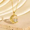 Cadena de Suéter con Colgante de Luna y Zirconia en Forma de Corazón de Nuevo Estilo Transfronterizo, Lujo Ligero, Sensación de Alta Gama, Diseño de Nicho, Collar de Moda y Versátil