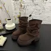 Botas de Caballero de Suela Gruesa para Aumentar la Altura para Mujer 2026 Nuevo Otoño Botas Melade para Pantalón de Pierna Apiladas Venta Caliente Botas Cortas de Media Pantorrilla
