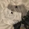 Ropa Interior de Algodón Retro Francesa para Mujer, Sexy Braguita de Algodón Puro de Cintura Baja con Lunares Crema y Ribete de Encaje para Niñas