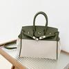Bolsa Kelly Portátil Transfronteiriça Nova Moda Europeia e Americana Cor Contrastante Bolsa Platina Grande Capacidade Comutador Ombro Transversal