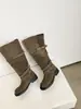 Coleção Outono 2026: Botas de tornozelo cinzas, plissadas, para afinar, para mulheres, botas de cowboy estilo Western, com salto grosso, de cano alto para montaria