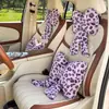 2026 Nuevos Accesorios para Coche Piel de Conejo Estampado de Leopardo Cinta Reposacabezas y Soporte Lumbar Reposacabezas y Soporte Lumbar Verdes