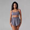 2024 Primavera Europeia e Americana Tricotado Cor Sólida Pijama Regata Shorts Fenda Conjunto de Duas Peças Transfronteiriço Amigo da Pele Roupa de Casa Feminina