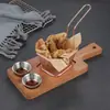 Novo Rack de Madeira para Batatas Fritas, Recipiente Criativo Estilo Americano para Frango Frito, Conjunto de Pratos Estilo Ocidental em Madeira de Acácia