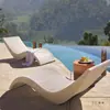 Cama de Exterior Jardín Balcón Silla Sofá de Ratán Silla Mecedora Abierta con Forma de S para Exteriores Patio Piscina Cama de Playa
