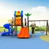 Equipamento de Playground Infantil Grande Porte Transfronteiriço, Combinação de Escorregador de Plástico e Balanço para Parque Comunitário