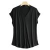 Camiseta de Seda 2024 para Mujer Color Puro Cuello en V Elegante Holgada Verano Delgada Madre Seda de Morera Sin Mangas