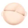 Prato de Silicone Redondo para Bebê com Alça e Tampa Transparente, Louça de Silicone para Aprendizado de Bebê, Prato de Silicone com Rosto Sorridente e Três Compartimentos