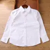 Camisa branca de algodão para meninos Roupas de desempenho de manga comprida Camisa branca feminina do ensino médio Vestido de menino para crianças Uniforme escolar do aluno