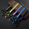 Tijeras de Peluquería para Mascotas de 7.0 pulgadas con Forma de Mano, Coloridas, Electroplateadas, Rectas, 4 Colores Disponibles