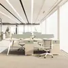 Combinación de escritorio y silla de oficina para personal, mampara divisoria de oficina simple y moderna, estación de trabajo para 4 o 6 personas, escritorio para computadora