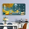 Colgante de pared para influencers decoración horizontal de lujo ligero pintura de porcelana de cristal reloj sala de estar reloj moderno reloj de pared para el hogar pintura decorativa hogar