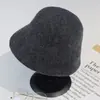 Sombrero de Pescador de Lana Bordado de Saturno Japonés, Sombrero Cálido de Invierno de Color Sólido para Reina Madre, Sombrero de Cubo al por Mayor de Fábrica