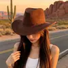 Chapéu de cowboy western estilo americano, chapéu de camurça jazz retrô étnico popular para exportação, aba larga para uso ao ar livre nas pastagens do oeste de Sichuan