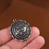 Ciervo Dorado Rey Plata Pura Retro Redondo Pájaro en Rama Urraca Anillo Doble Colgante Accesorios Hechos a Mano DIY