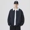 Chaqueta de béisbol corta de dos piezas para hombre, moderna, con solapa, para otoño, de colores contrastantes, nueva chaqueta estilo japonés 2026
