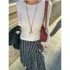 Suéter de punto sin costuras JISGN Yangzi para mujer, patrón de onda de agua, cuello redondo, corte ajustado, adecuado para usar en capas en otoño e invierno