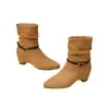 Botines de Tacón Bajo Lade 2026 Botas para Mujer Hebilla Punta Fina Casual Botas Martin Tacón Apilado Gamuza Novedades Otoño/Invierno