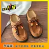 Zapatillas de Media Pantufla de Nicho Perezosas para Mujer para Usar Afuera 2025 Nuevas Sandalias Retro Boken de Una Pierna Cómodas Zapatillas de Dedo con Suela Gruesa