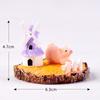 Decoración de resina para micropaisaje de musgo Juego de tres piezas de animales cerdo conejo Cisne Escena de primavera, verano, otoño e invierno Accesorios de animales