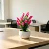 Novas 17 Pinhas Grandes Flores Artificiais Plantas em Vasos Transfronteiriço Mini Vaso de Ondas de Água Plantas Verdes Simuladas Plantas em Vasos Decoração de Interior Vaso de Flores