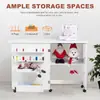 Gabinete de Sala de Estar Transfronterizo con Ruedas, Estantes, Cubo de Basura y Clavos; Mesa de Costura Plegable, Compacta y Multifuncional