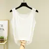 Colete feminino de modal liso para o verão com gola U, peça íntima simples sem mangas, regata justa, blusa de base fina plus size