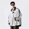 Chamarra de béisbol estilo americano de tres franjas para hombres y mujeres, sudadera de primavera y otoño, chaqueta deportiva a rayas de moda, abrigo juvenil con patchwork