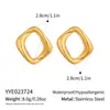 Brincos Quadrados Vazados Geométricos Minimalistas, Aço Inoxidável Banhado a Ouro 18K, Brincos de Alta Qualidade que Preservam a Cor