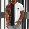 Camiseta de Manga Corta con Estampado 3D Estilo Étnico Retro Europeo y Americano 2025 Nueva Primavera y Verano para Hombre Cuello Redondo Ojo de Horus