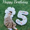 Mayorista Fabricante Película de Aluminio Blanca Globo Número de Cumpleaños Bola Ondulada Pegatina Colorida Pegatina Decoración Fiesta Feliz Cumpleaños
