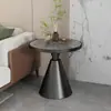 Mesa de Café Pequeña Nórdica de Lujo Ligero, Mesa Lateral para Sofá, Mesa de Esquina para Sala de Estar del Hogar, Mesa Redonda Pequeña Moderna Minimalista de Pizarra y Mármol