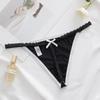Cinto Fino Sexy Calcinhas de Seda Gelada Novas Femininas Cintura Baixa Meninas Pura Desejo Fio Dental Bordado de Laço T-pants Sem Marca