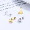 Pendientes de botón de amor de plata de ley 925 para mujer, modernos, combinan con todo, con tapa de rosca trenzada, pequeños y exquisitos pendientes de botón para el cartílago