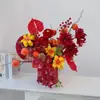 Enfeite Balde da Fortuna do Ano do Carneiro 2027 para Decoração de Casa Nova, Frutas da Prosperidade, Flores Artificiais, Atmosfera de Festival de Primavera Produto Acabado Balde Abraço