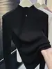 Camiseta básica de punto Andi de terciopelo con cuello semi alto, prenda interior de otoño e invierno, suéter cálido de manga larga, top exterior, borgoña, talla única