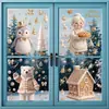 Decoración de Vidrio Electrostática Temática Navideña Pegatinas de Atmósfera para Ventana Guirnalda Dorada Perlada Transfronteriza Regalo